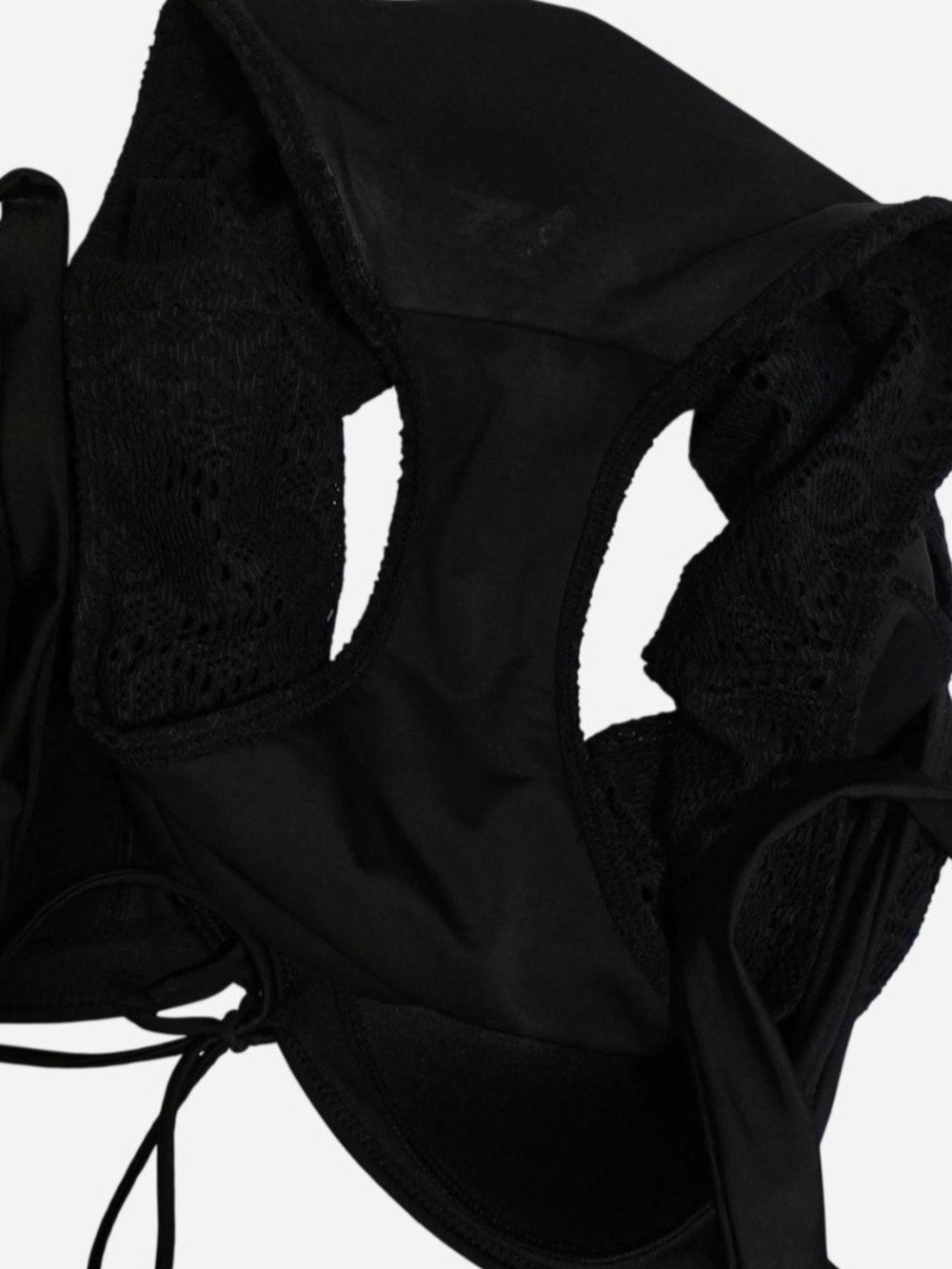 Attention Swimwear Black Halter Neck Onepiece Swimsuit w/Full Lace Overlay - Picture 7 of 9